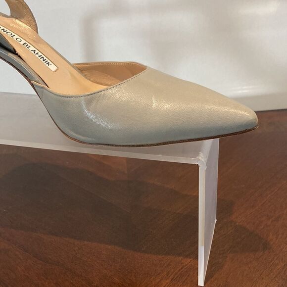 Authentic Manolo Blahnik Grey Sz 39 Sling backs - Picture 5 of 17